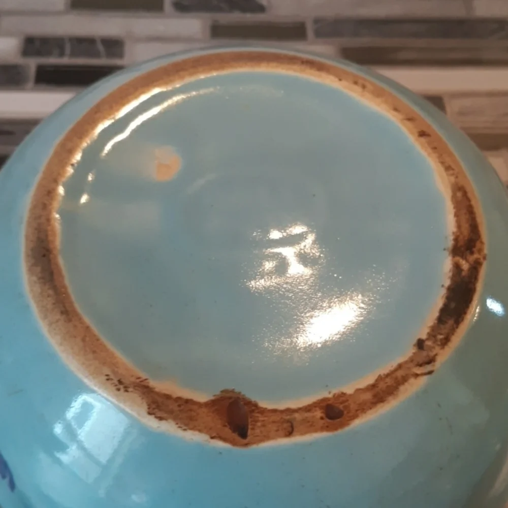 Vintage Cronin Pottey Blue Tulip Crock USA